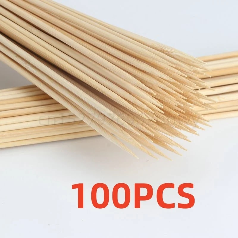 100-Piece Wooden BBQ Skewers, 20cm or 30cm - 30cm