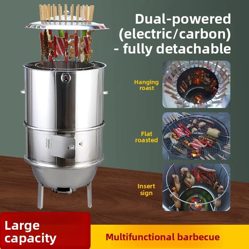Stainless Steel Hanging Charcoal Barbecue Grill Stove, Medium