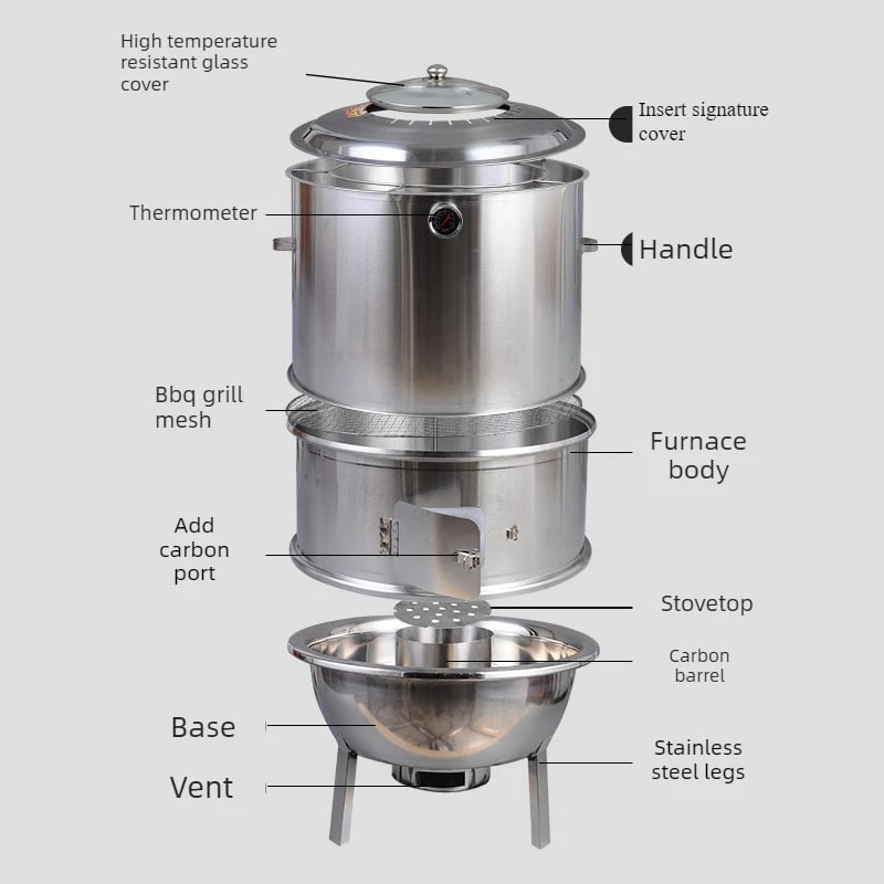 Stainless Steel Hanging Charcoal Barbecue Grill Stove, Medium