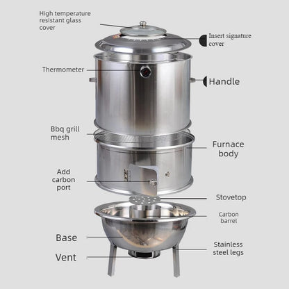 Stainless Steel Hanging Charcoal Barbecue Grill Stove, Medium