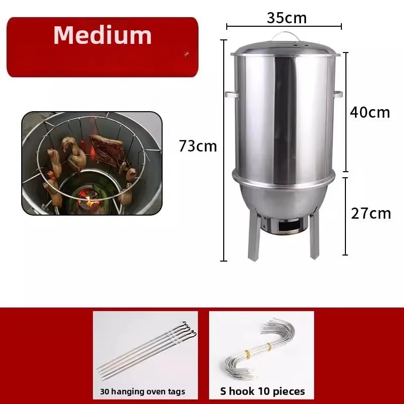Stainless Steel Hanging Charcoal Barbecue Grill Stove, Medium - A M set