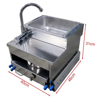 Stainless Steel Pull-Out RV Sink and Gas Stove Kitchen 40 x 46 x 31cm