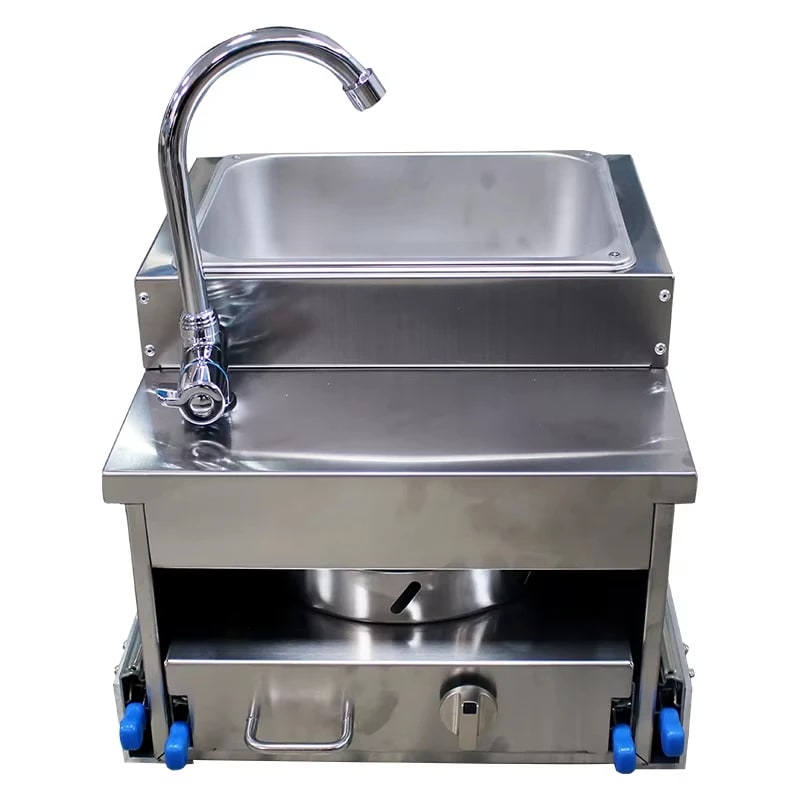 Stainless Steel Pull-Out RV Sink and Gas Stove Kitchen 40 x 46 x 31cm