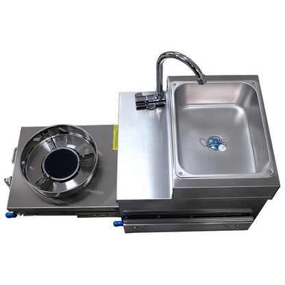 Stainless Steel Pull-Out RV Sink and Gas Stove Kitchen 40 x 46 x 31cm