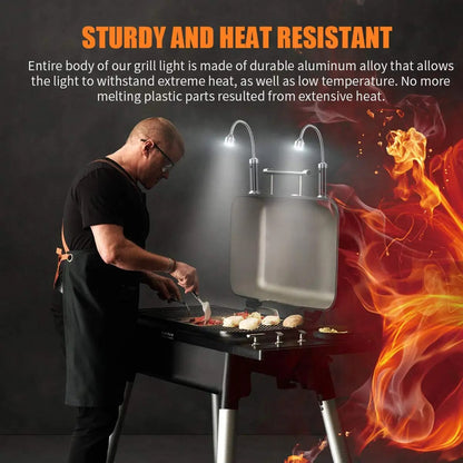 BBQ Grill Light 2-Pack with Magnetic Base, Flexible Neck and 9 LEDs