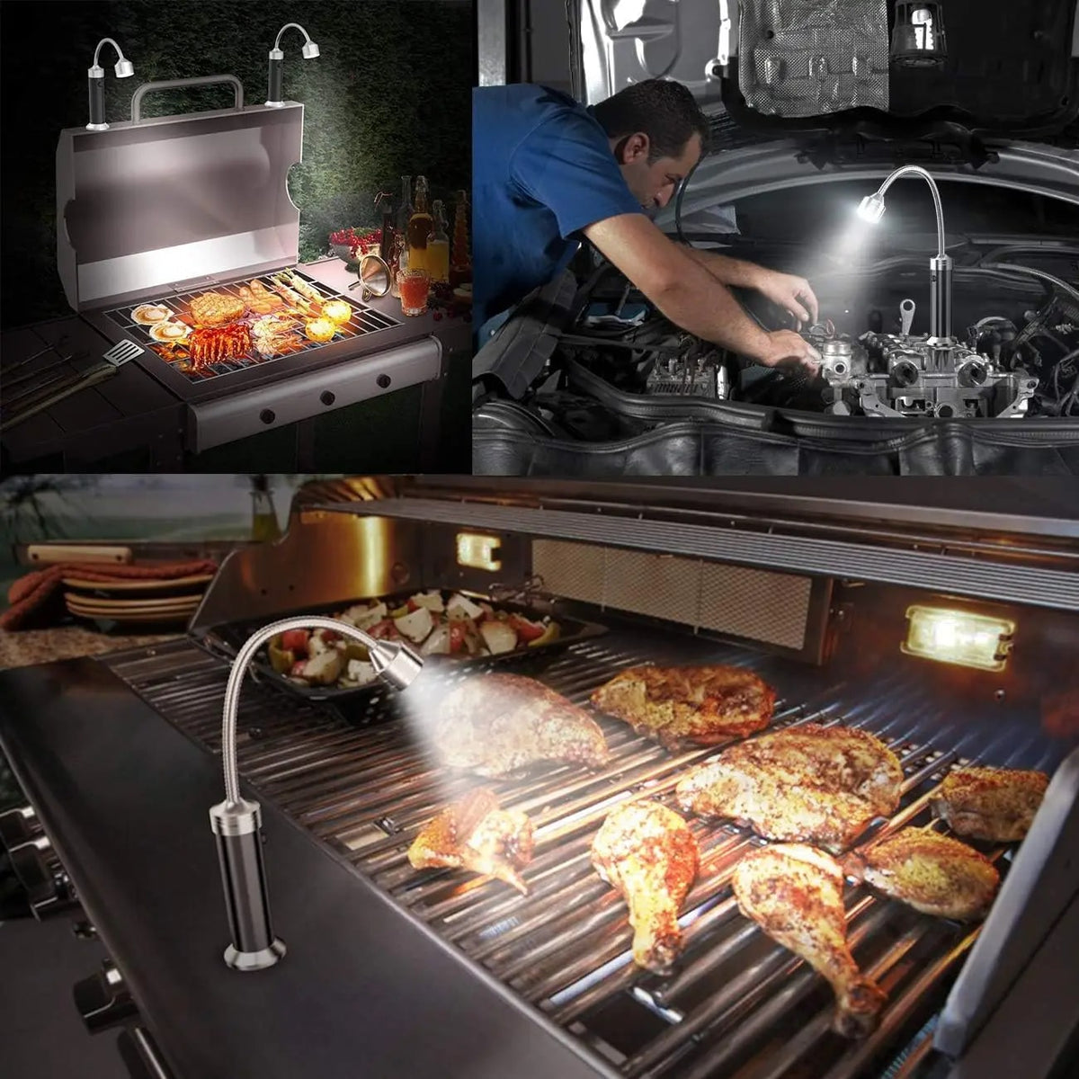 BBQ Grill Light 2-Pack with Magnetic Base, Flexible Neck and 9 LEDs
