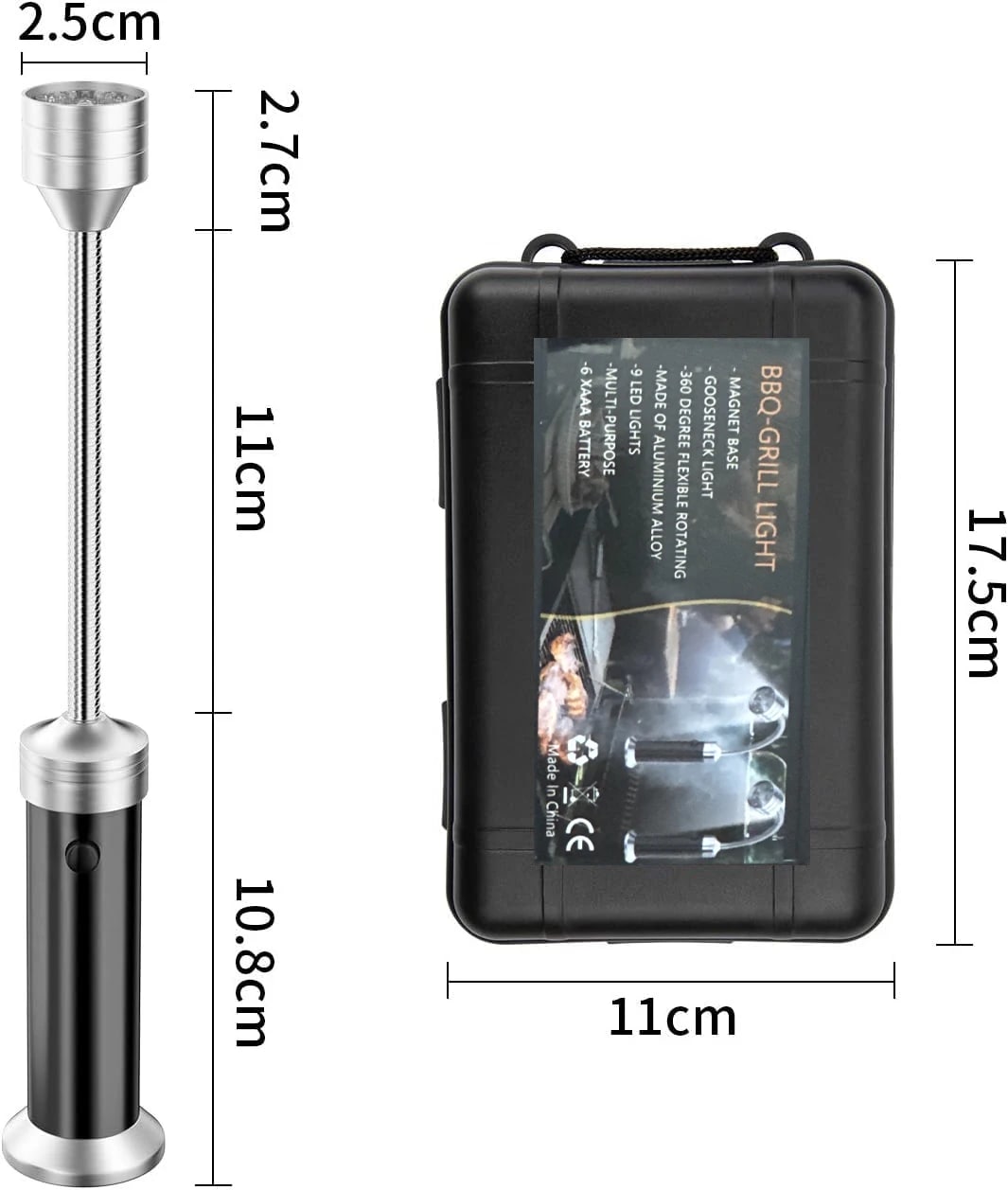 BBQ Grill Light 2-Pack with Magnetic Base, Flexible Neck and 9 LEDs