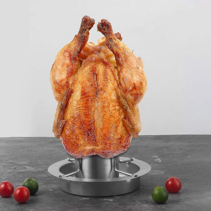 Stainless Steel Vertical Chicken Roaster Rack with Drip Tray, 24cm