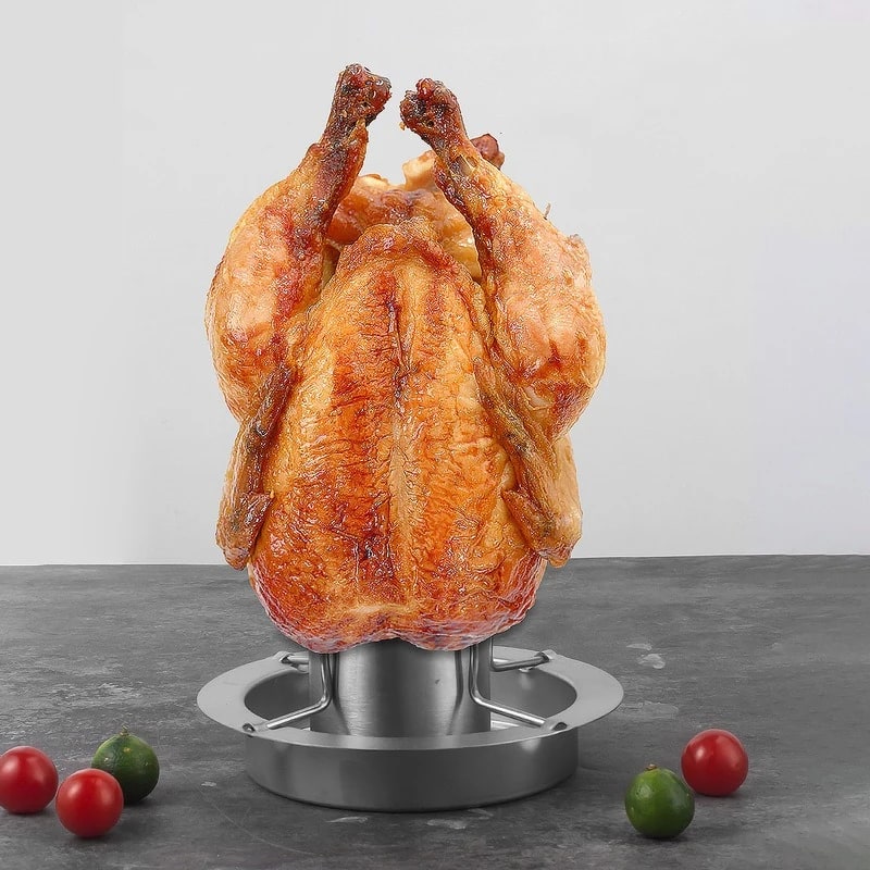 Stainless Steel Vertical Chicken Roaster Rack with Drip Tray, 24cm