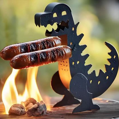 Dinosaur-Shaped Iron Hot Dog Grill Holder, 15cm