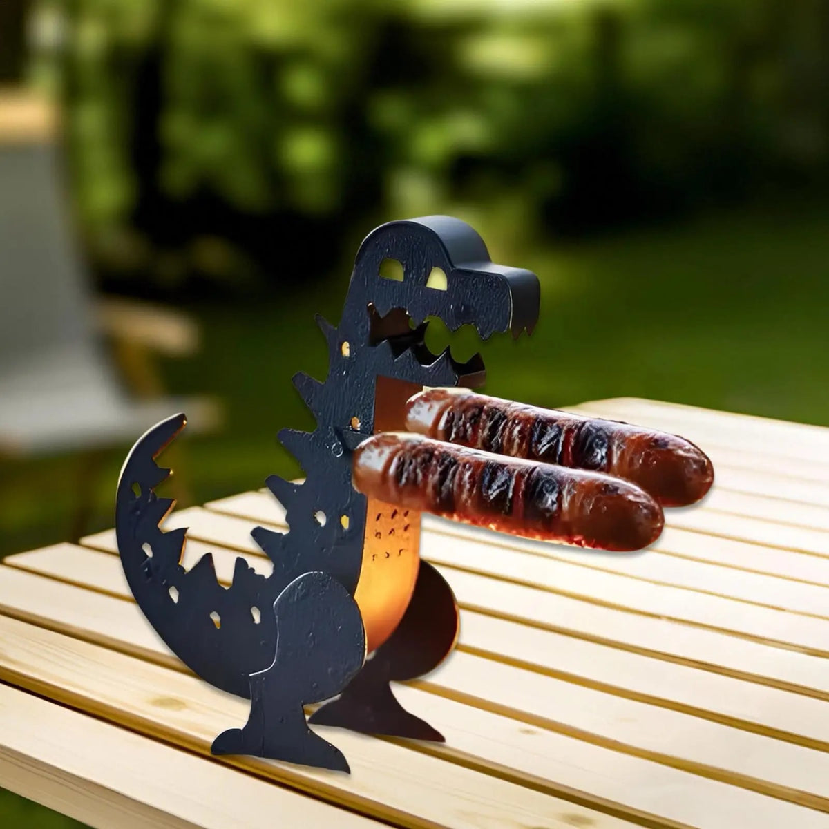 Dinosaur-Shaped Iron Hot Dog Grill Holder, 15cm