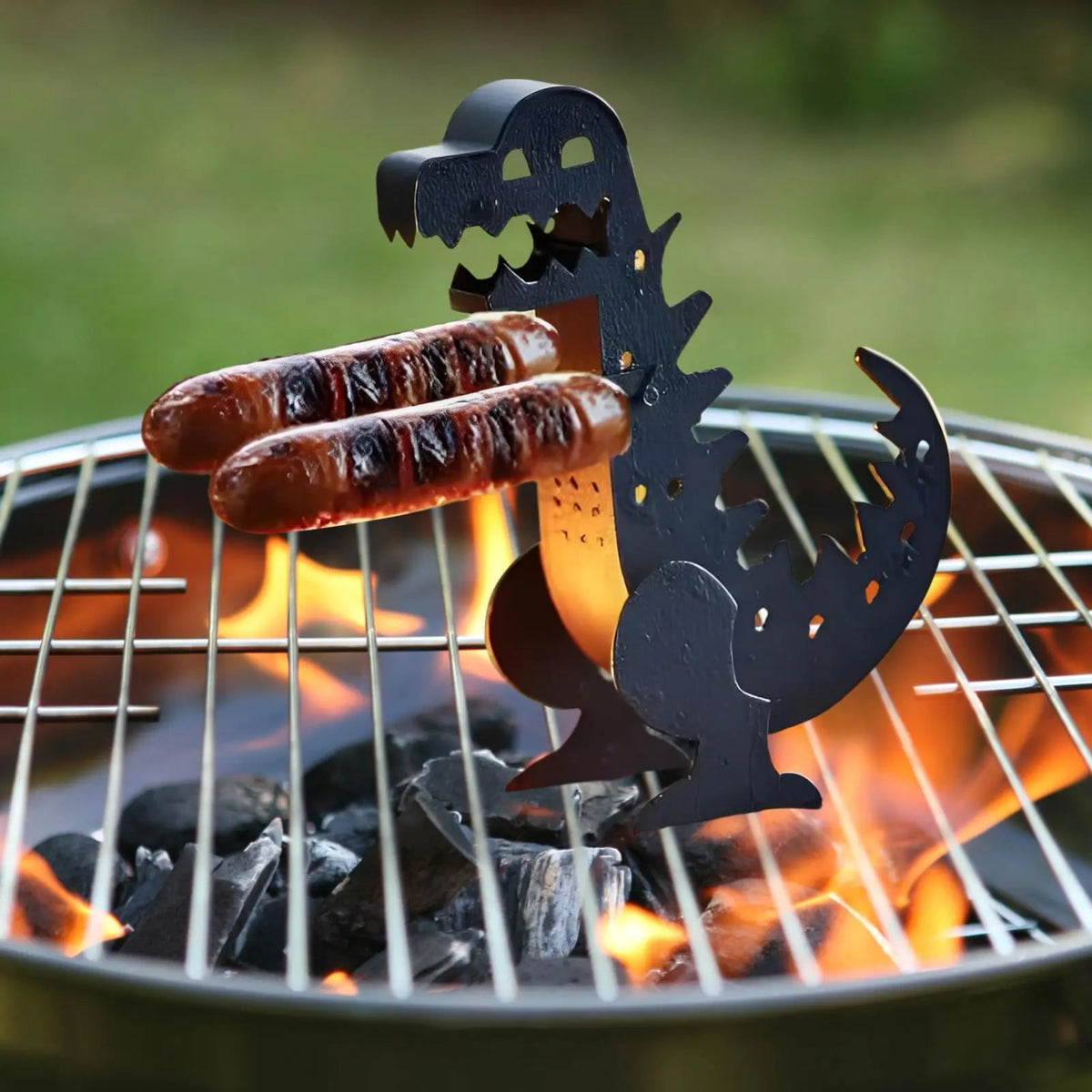 Dinosaur-Shaped Iron Hot Dog Grill Holder, 15cm