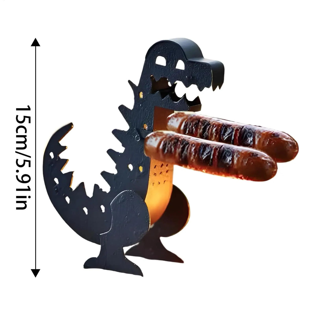 Dinosaur-Shaped Iron Hot Dog Grill Holder, 15cm