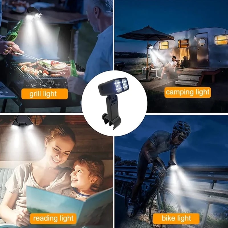 Portable LED BBQ Grill Light with Rotatable Dual Lamp Head and Clamp Mount