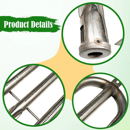 Gas Grill Burner Tube, 304 Stainless Steel U-Shaped Replacement, 330 x 130 mm