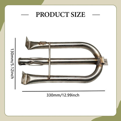 Gas Grill Burner Tube, 304 Stainless Steel U-Shaped Replacement, 330 x 130 mm