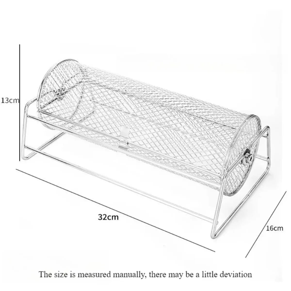 FEB.WIND Stainless Steel Rotating BBQ Roasting Drum with Stand, 32 x 16 x 13 cm