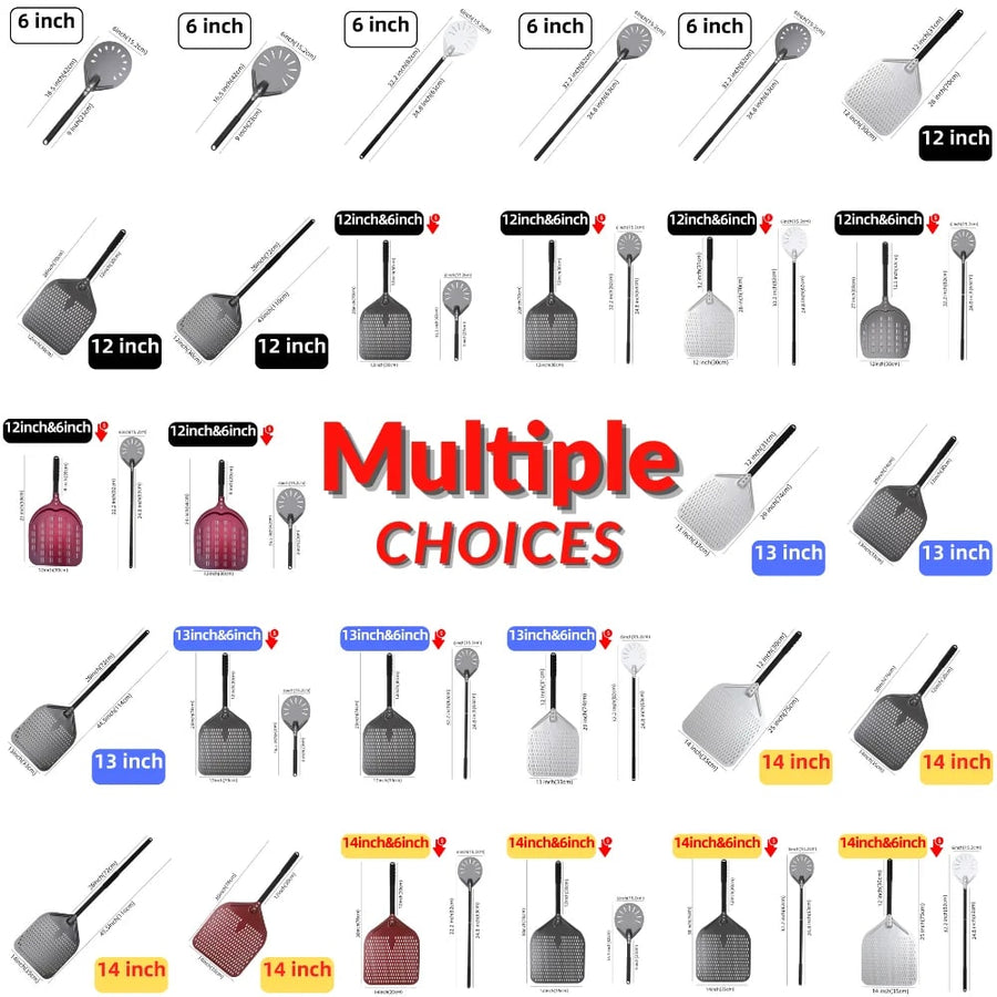 Metal Pizza Peel Paddle for Launching and Turning Pizza, 6 to 14 Inch Options, HEXINGYUAN