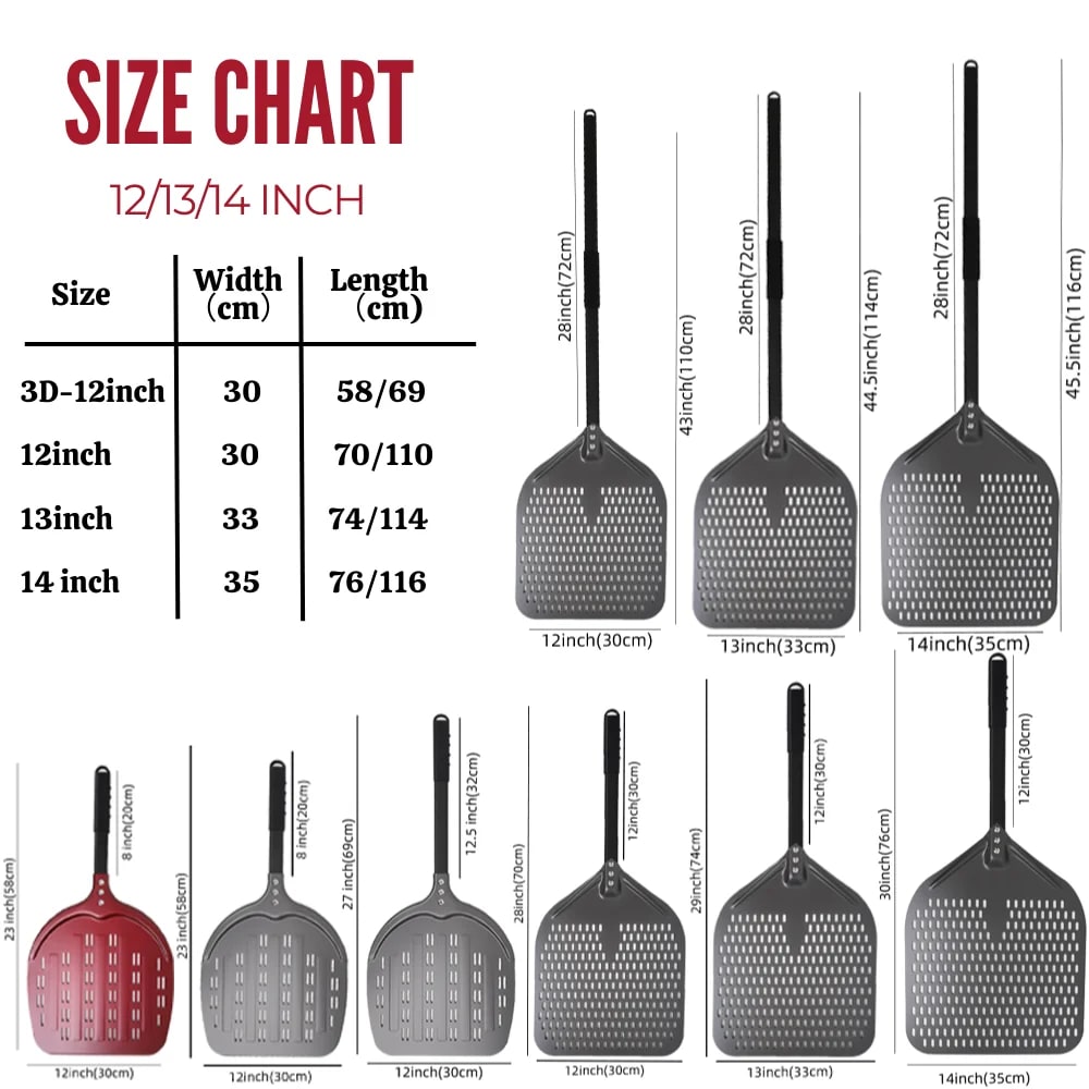 Metal Pizza Peel Paddle for Launching and Turning Pizza, 6 to 14 Inch Options, HEXINGYUAN