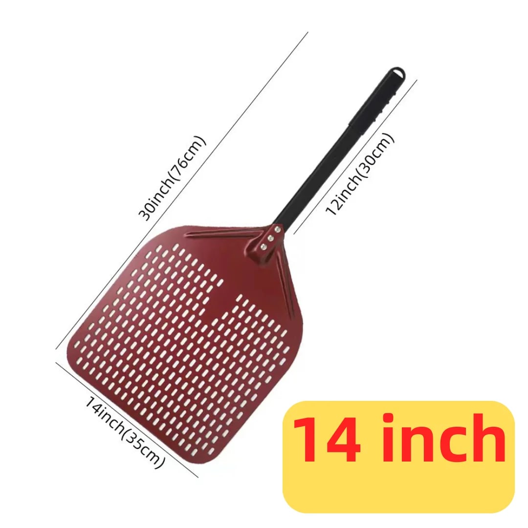 Metal Pizza Peel Paddle for Launching and Turning Pizza, 6 to 14 Inch Options, HEXINGYUAN - red 14inch 76cm