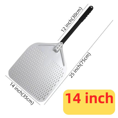 Metal Pizza Peel Paddle for Launching and Turning Pizza, 6 to 14 Inch Options, HEXINGYUAN - 14inch 76cm silver
