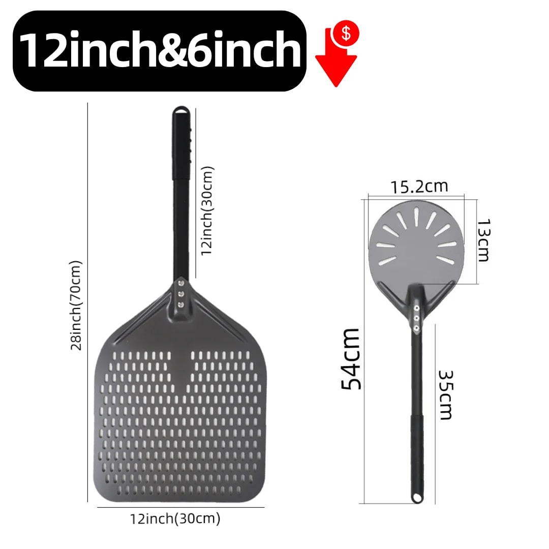 Metal Pizza Peel Paddle for Launching and Turning Pizza, 6 to 14 Inch Options, HEXINGYUAN - 12inch 70cm set1