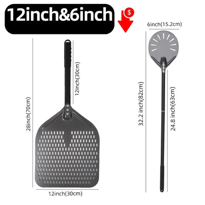 Metal Pizza Peel Paddle for Launching and Turning Pizza, 6 to 14 Inch Options, HEXINGYUAN - 12inch 70cm set2
