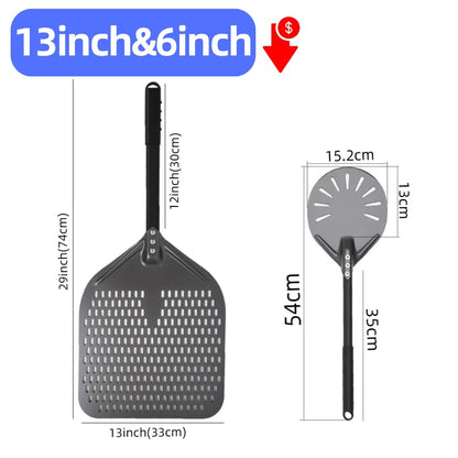 Metal Pizza Peel Paddle for Launching and Turning Pizza, 6 to 14 Inch Options, HEXINGYUAN - 13inch 74cm set 1