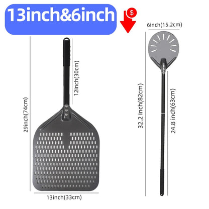 Metal Pizza Peel Paddle for Launching and Turning Pizza, 6 to 14 Inch Options, HEXINGYUAN - 13inch 74cm set 2