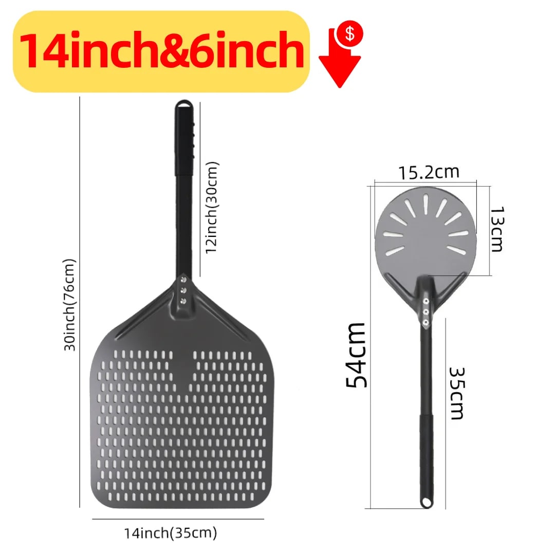 Metal Pizza Peel Paddle for Launching and Turning Pizza, 6 to 14 Inch Options, HEXINGYUAN - 14inch 76cm set 1
