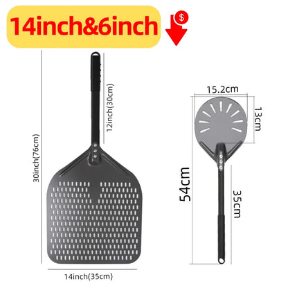 Metal Pizza Peel Paddle for Launching and Turning Pizza, 6 to 14 Inch Options, HEXINGYUAN - 14inch 76cm set 1