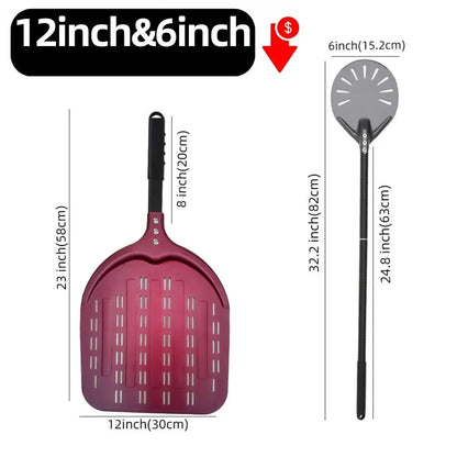 Metal Pizza Peel Paddle for Launching and Turning Pizza, 6 to 14 Inch Options, HEXINGYUAN - 12inch 58cm set2 red