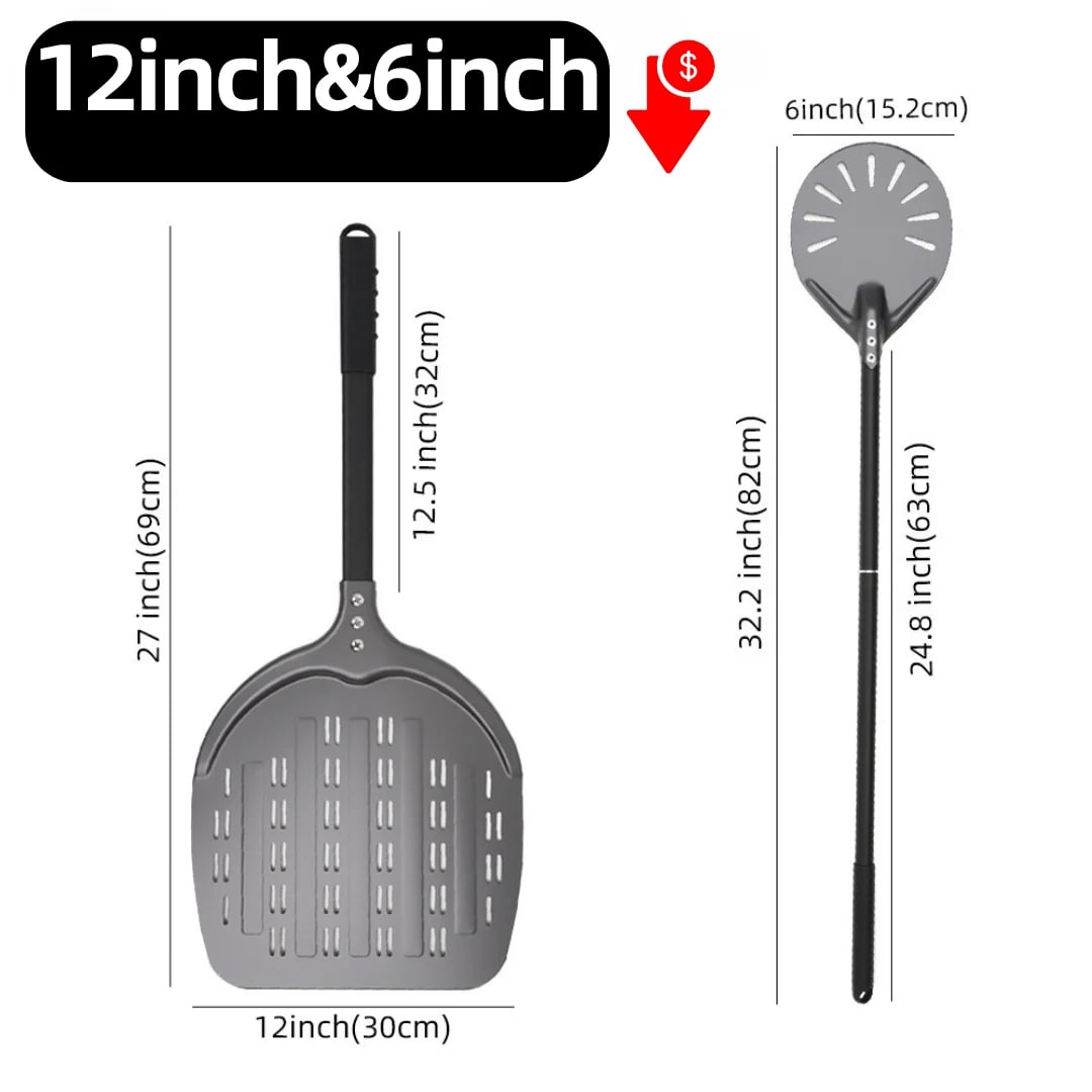 Metal Pizza Peel Paddle for Launching and Turning Pizza, 6 to 14 Inch Options, HEXINGYUAN - 12inch 69cm set2