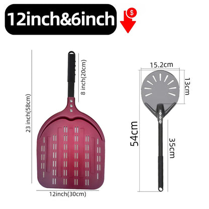 Metal Pizza Peel Paddle for Launching and Turning Pizza, 6 to 14 Inch Options, HEXINGYUAN - 12inch 58cm set1 red