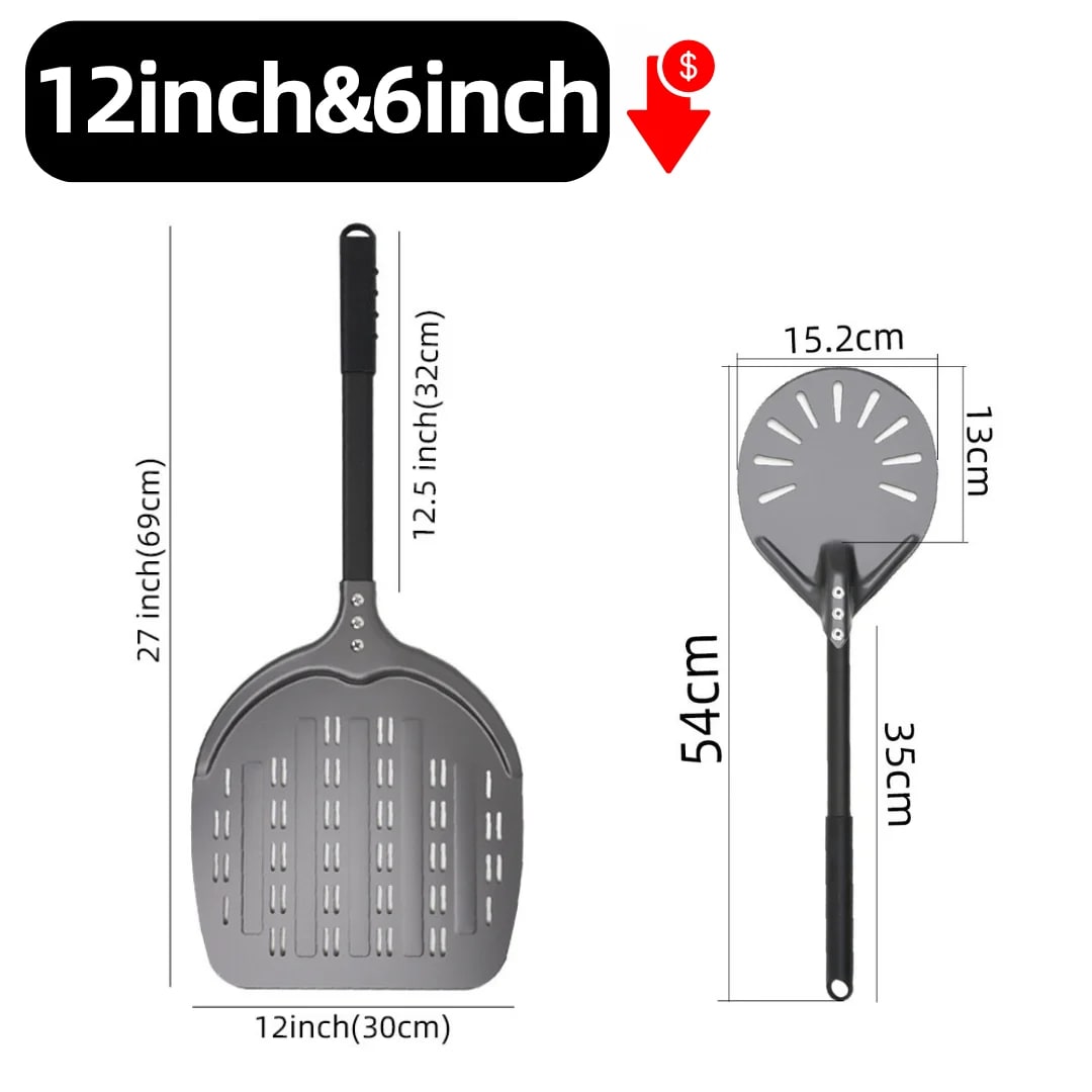 Metal Pizza Peel Paddle for Launching and Turning Pizza, 6 to 14 Inch Options, HEXINGYUAN - 12inch 69cm set1