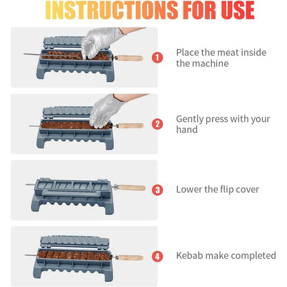 Large Kebab Maker Press, PP Plastic Manual BBQ Mould, LMETJMA JT710