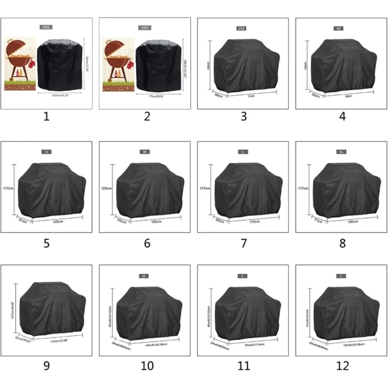 BBQ Cover, Black Oxford Cloth Grill Cover with Drawstring, Model 190T