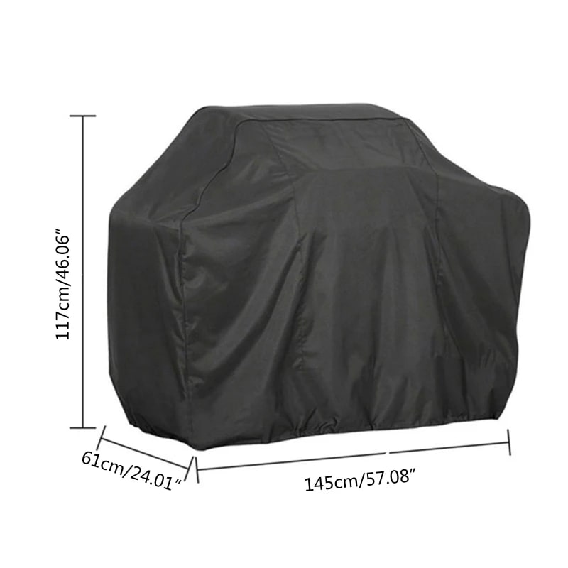 BBQ Cover, Black Oxford Cloth Grill Cover with Drawstring, Model 190T - 9