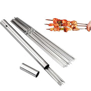304 Stainless Steel Flat BBQ Skewers, 35cm, 40-Piece Set with Storage Tube