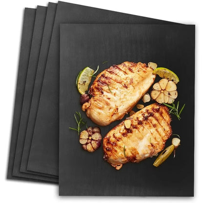 Non-Stick Fibreglass BBQ Grill Mats 33 x 40 cm, 5 Pack