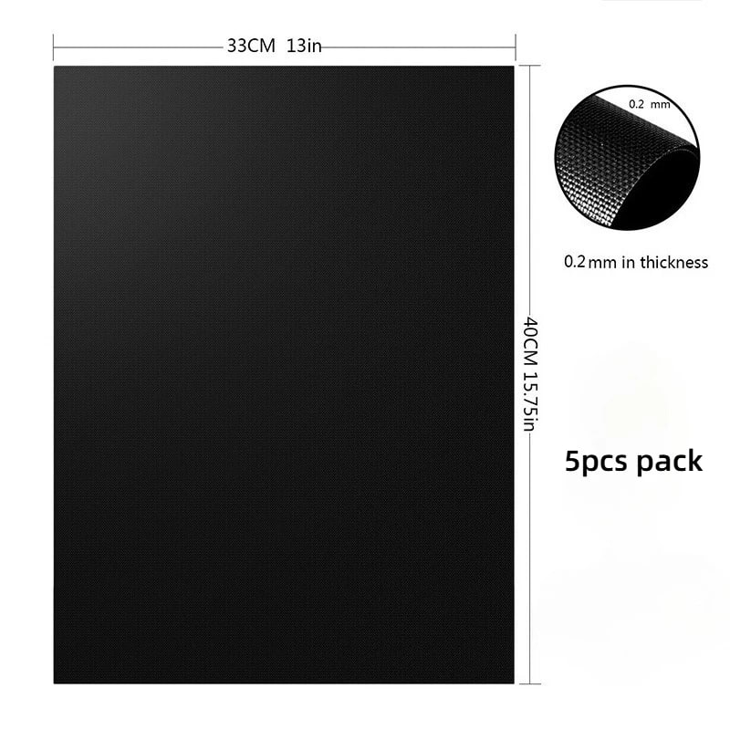 Non-Stick Fibreglass BBQ Grill Mats 33 x 40 cm, 5 Pack