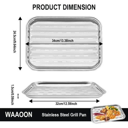 Stainless Steel Perforated BBQ Grill Tray 34 x 24.5 cm