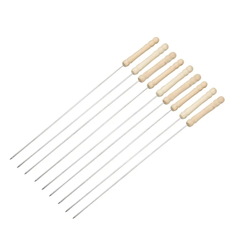 35cm Stainless Steel BBQ Skewers with Wooden Handles, 50 Piece Set