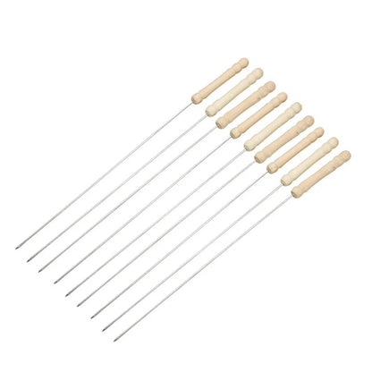 35cm Stainless Steel BBQ Skewers with Wooden Handles, 50 Piece Set