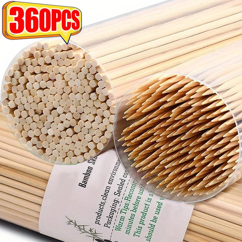 Bamboo Skewers for BBQ, Fruit and Seafood, 15-30cm, 90-360 Pack Options