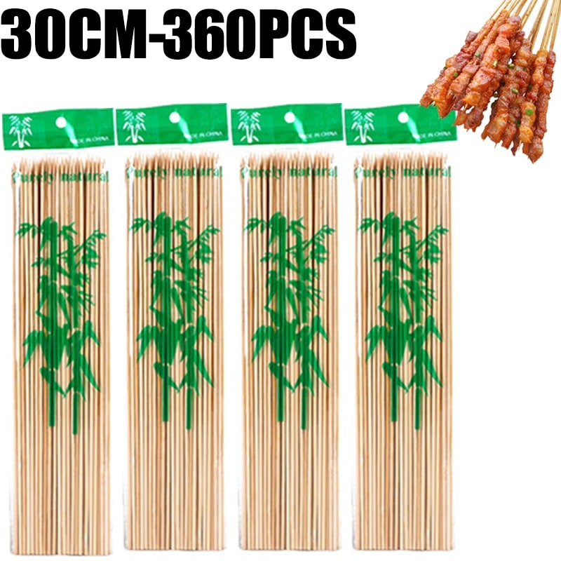 Bamboo Skewers for BBQ, Fruit and Seafood, 15-30cm, 90-360 Pack Options - 30CM-360pcs