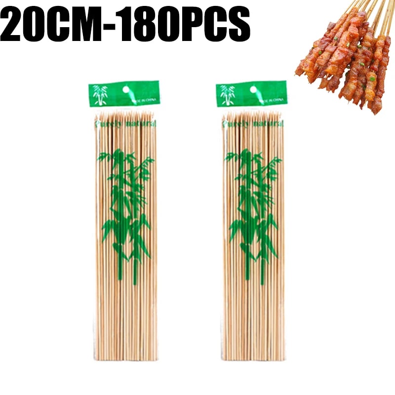 Bamboo Skewers for BBQ, Fruit and Seafood, 15-30cm, 90-360 Pack Options - 20CM-180pcs