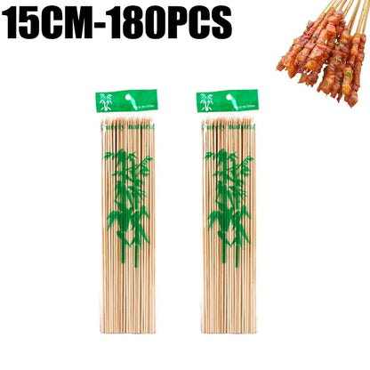 Bamboo Skewers for BBQ, Fruit and Seafood, 15-30cm, 90-360 Pack Options - 15CM-180pcs