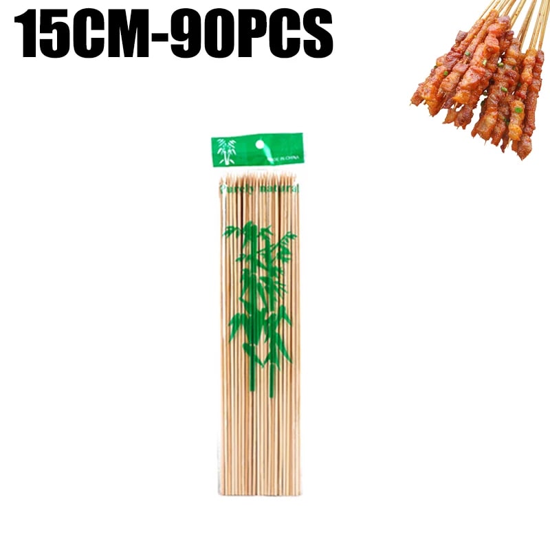 Bamboo Skewers for BBQ, Fruit and Seafood, 15-30cm, 90-360 Pack Options - 15CM-90pcs