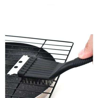 Barbecue Grill Cleaning Brush with Steel Wire Bristles and Scraper, Black, 1/2/3 Pack